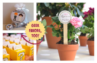 Unique and creative wedding favor ideas - including fun geek favors! As featured on @pinkmitten.com #weddingfavors #weddingfavours #geekwedding #weddingideas